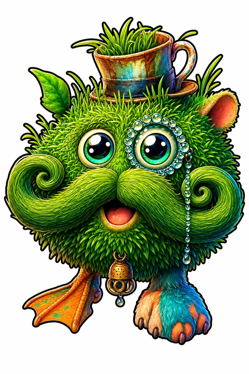 Lawnstache — Gen 1 Rare MonsterCam monster reference art
