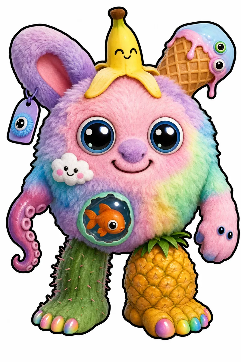 Plushito Cuddlecuddle — Gen 1 Common MonsterCam monster reference art